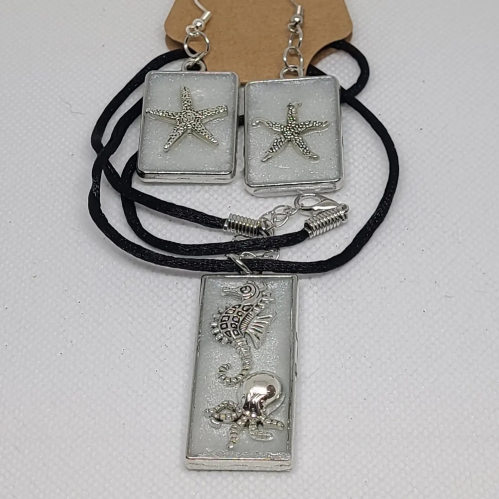 Sea Creatures Jewelry Set Silver